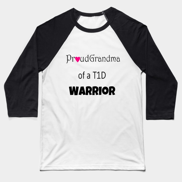 Proud Grandma - Black Text - Pink Heart Baseball T-Shirt by CatGirl101